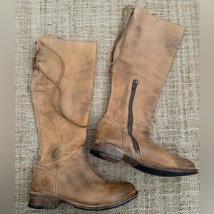 Bed Stu Women's Tan Leather Lace Up Distressed Riding Manchester Boots Sz 8
